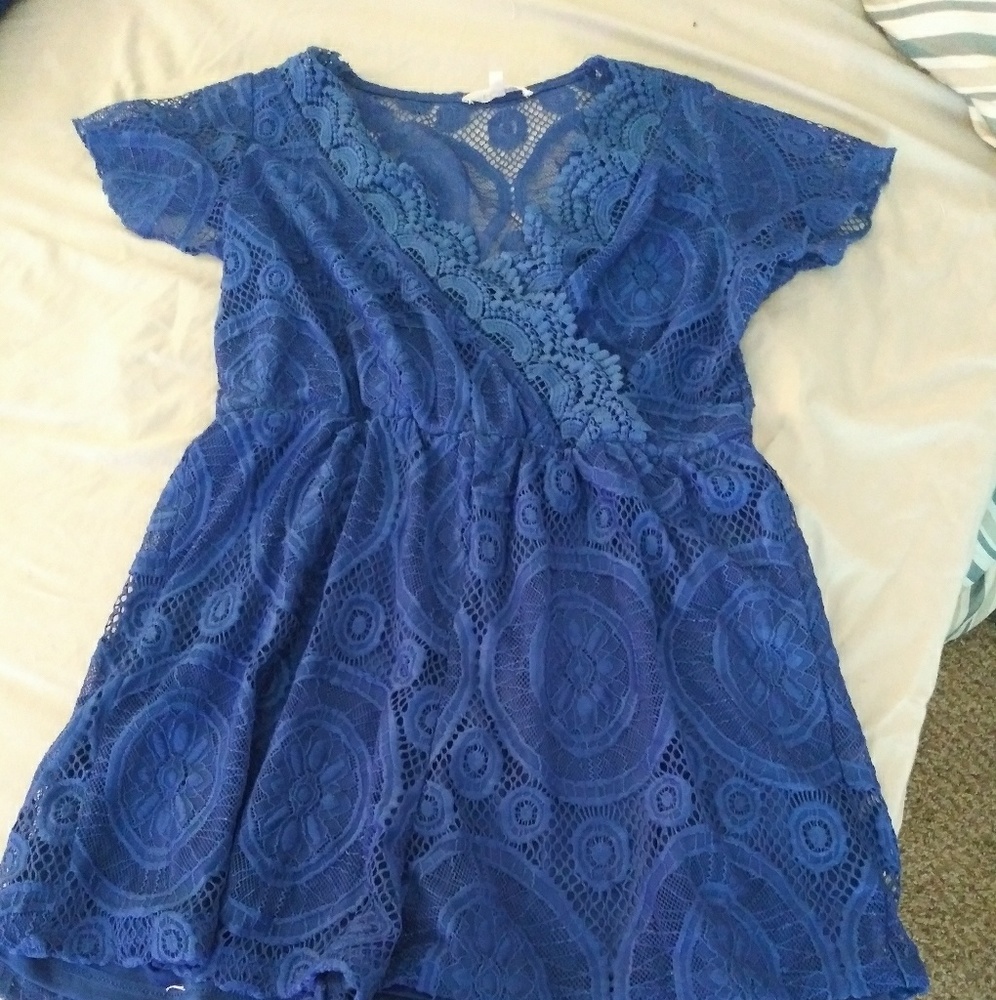 Blue lace romper